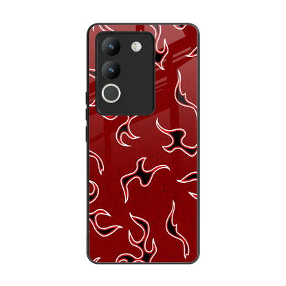 Lil Flames Black Red back phone cover | glass case for vivo y200 5g