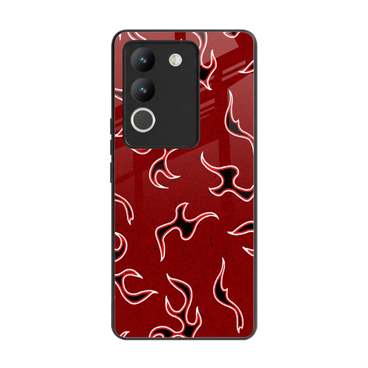 Lil Flames Black Red back phone cover | glass case for vivo y200 5g