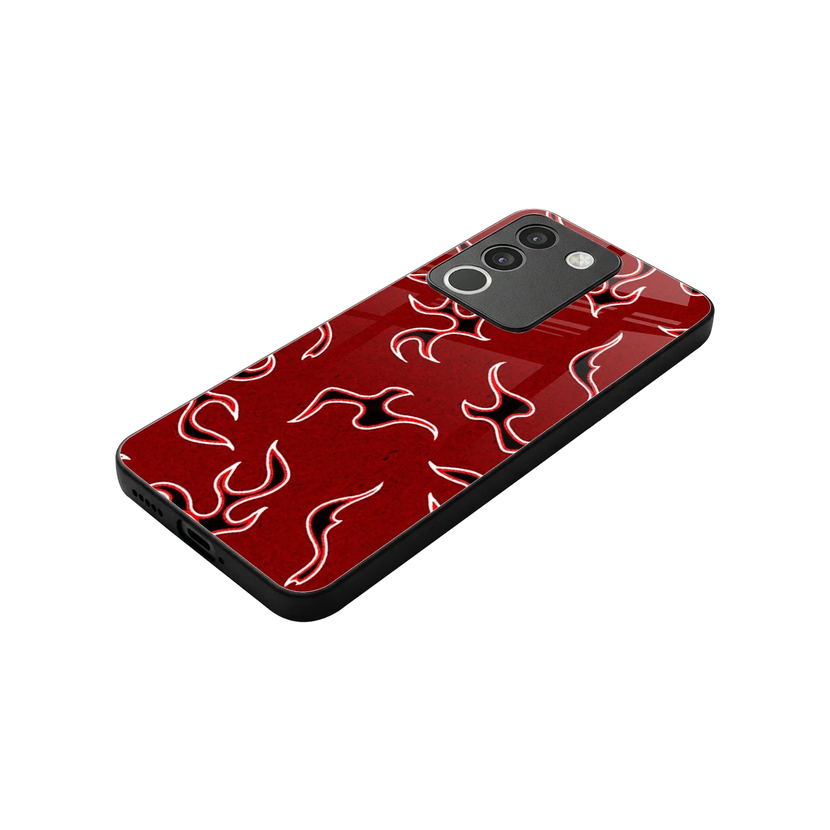 Lil Flames Black Red stylish phone case for vivo y200 5g | glossy glass and slim fit