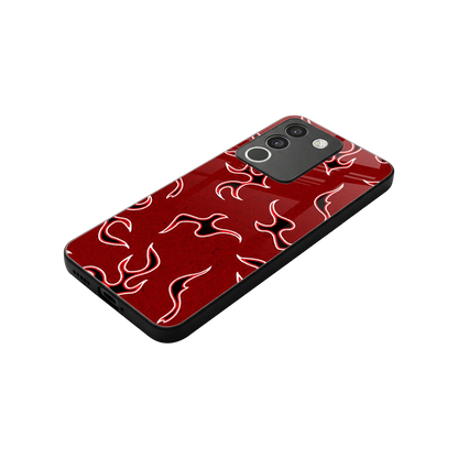 Lil Flames Black Red stylish phone case for vivo y200 5g | glossy glass and slim fit