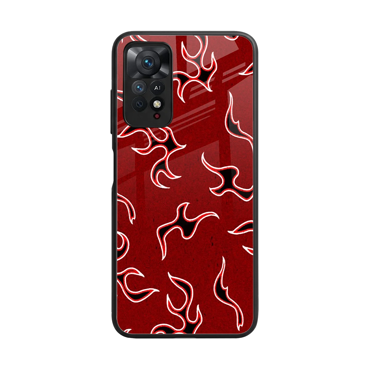 Lil Flames Black Red back phone cover | glass case for redmi note 11 pro