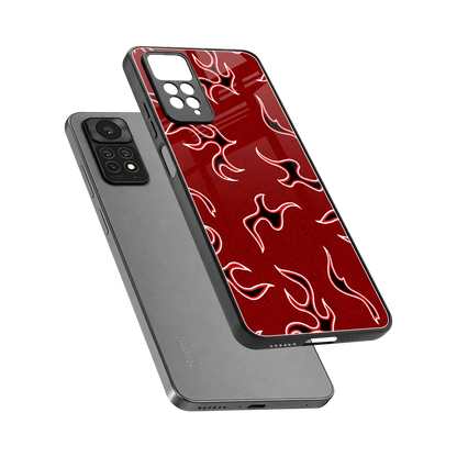 Lil Flames Black Red sleek redmi note 11 pro cover with tempered glass back and TPU edges