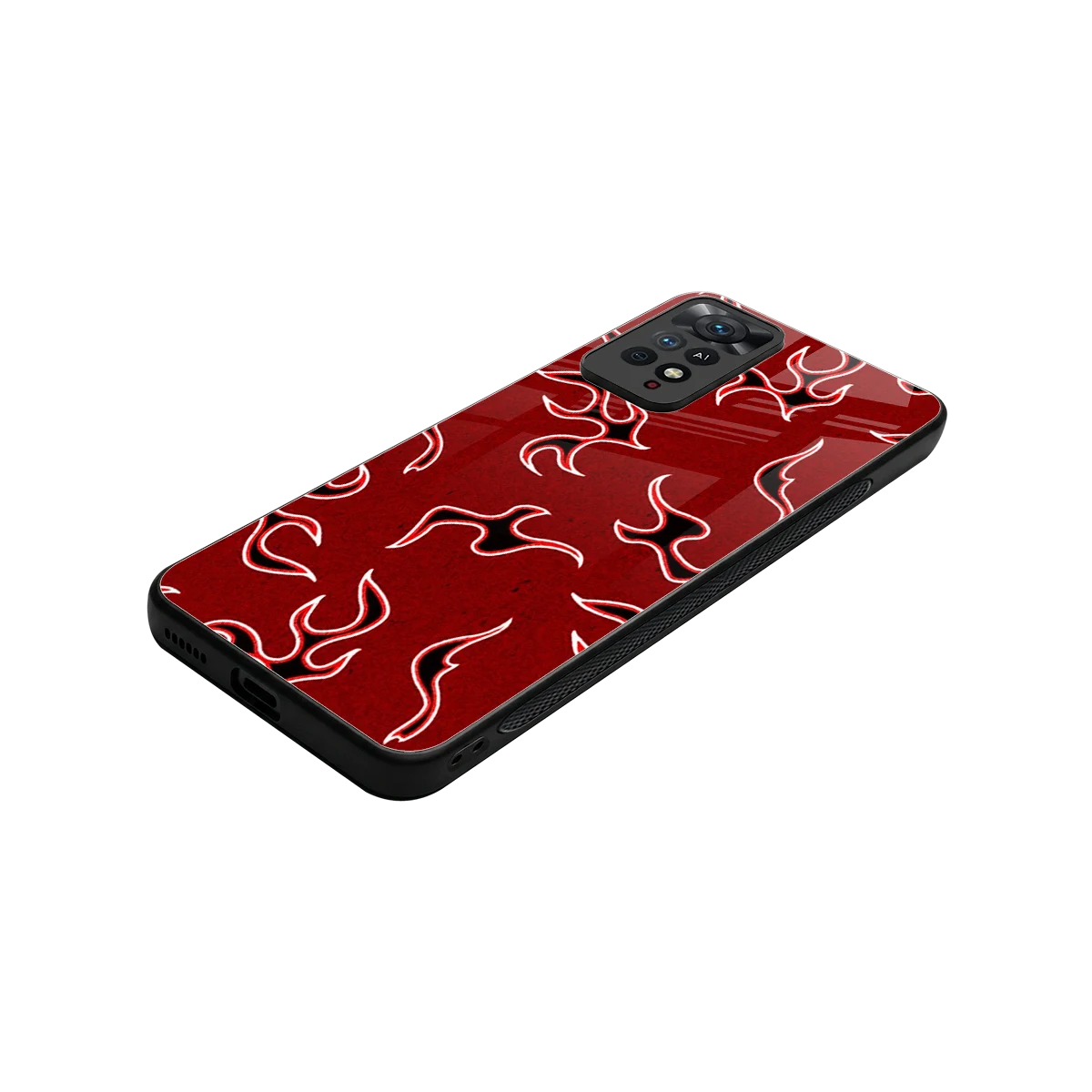 Lil Flames Black Red stylish phone case for redmi note 11 pro | glossy glass and slim fit