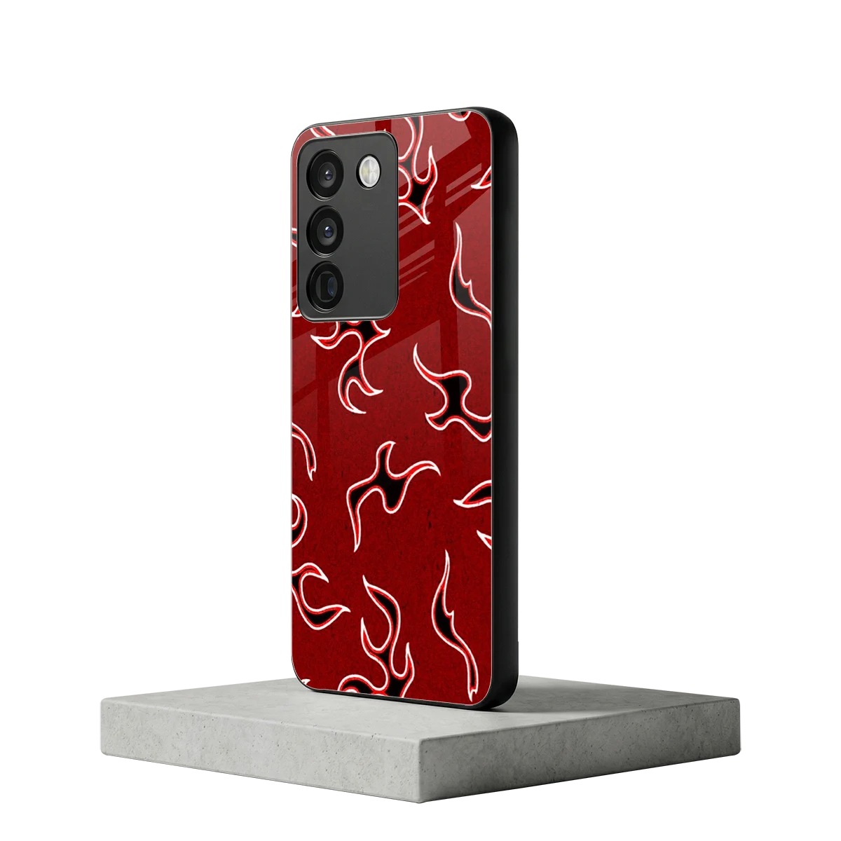 Lil Flames Black Red vivo y200 5g mobile cover | shockproof glass phone case