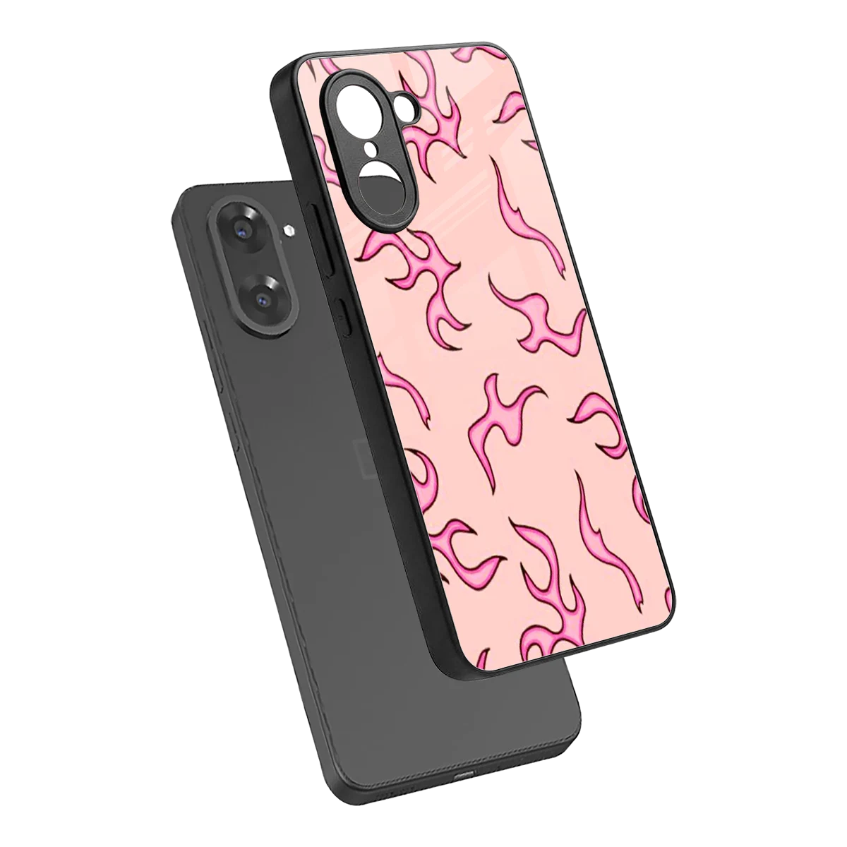 Lil Flames Pink sleek oneplus nord ce5 5g cover with tempered glass back and TPU edges