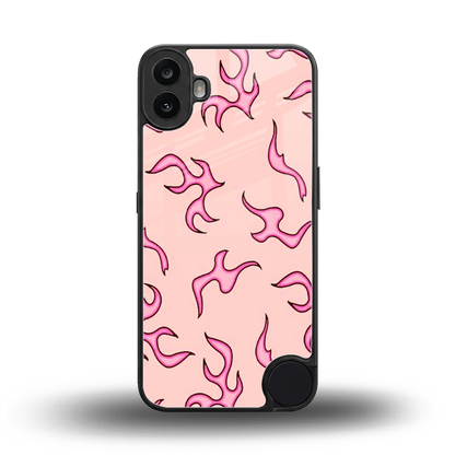 Lil Flames Pink back phone cover | glass case for cmf nothing phone 1