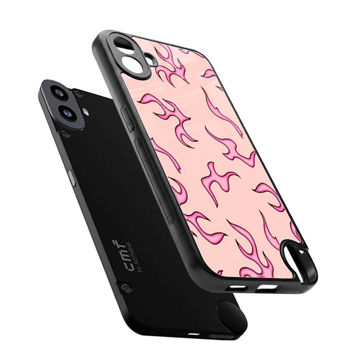 Lil Flames Pink sleek cmf nothing phone 1 cover with tempered glass back and TPU edges