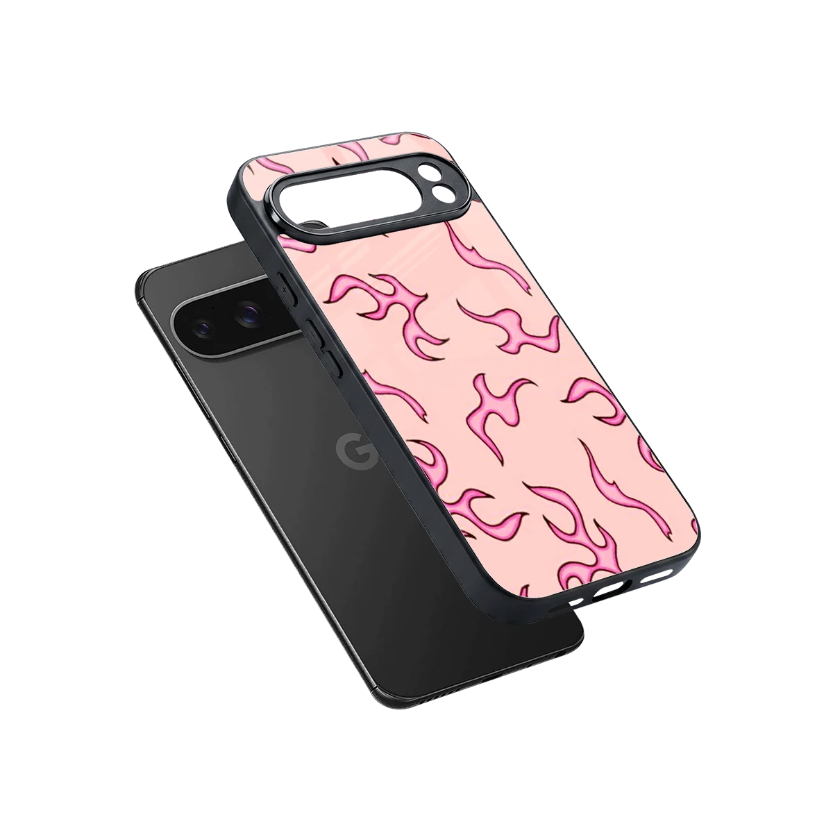 Lil Flames Pink sleek google pixel 10 pro xl cover with tempered glass back and TPU edges