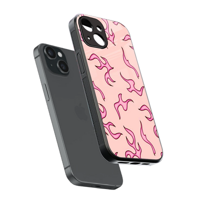Lil Flames Pink sleek iphone 13 cover with tempered glass back and TPU edges