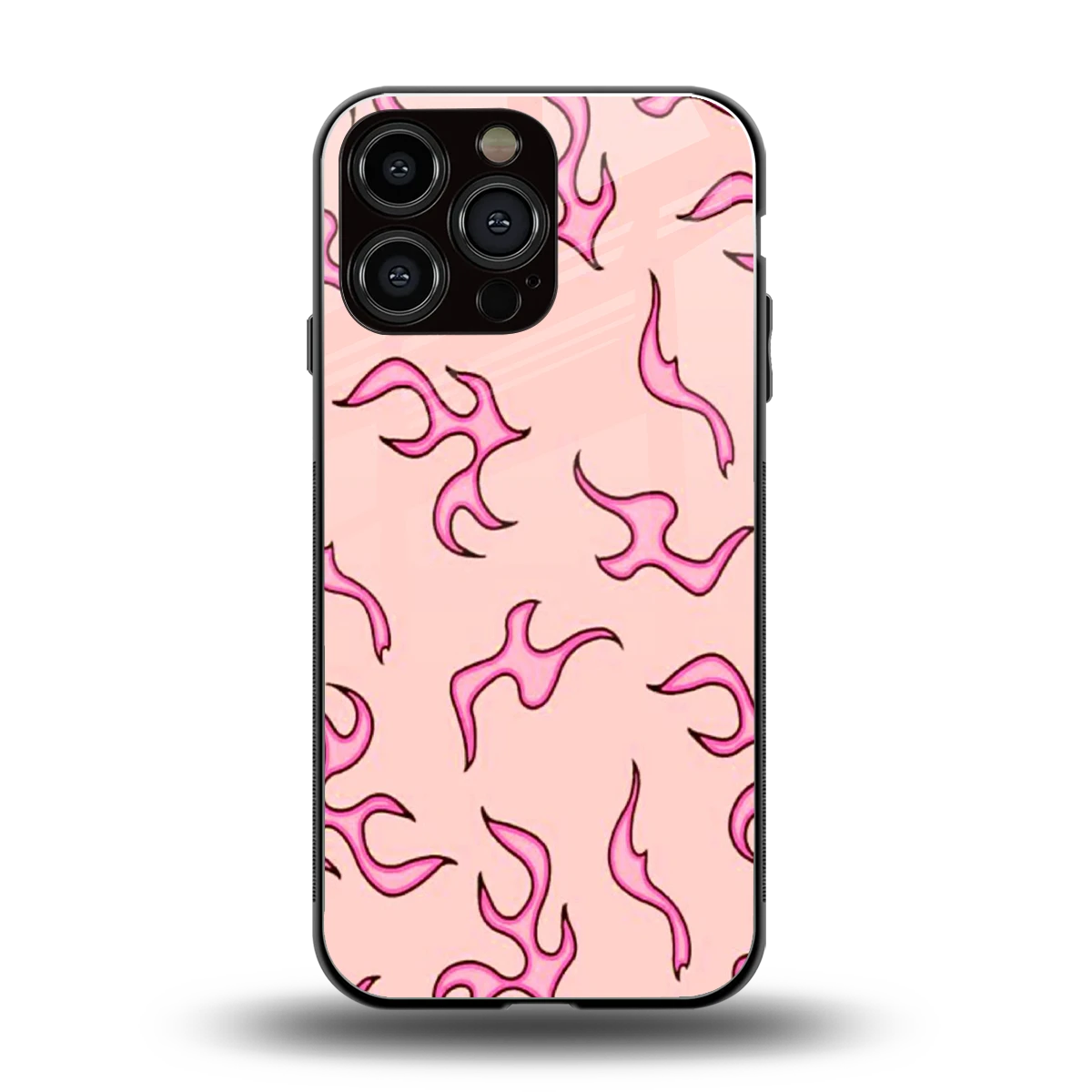 Lil Flames Pink back phone cover | glass case for iphone 15 pro max