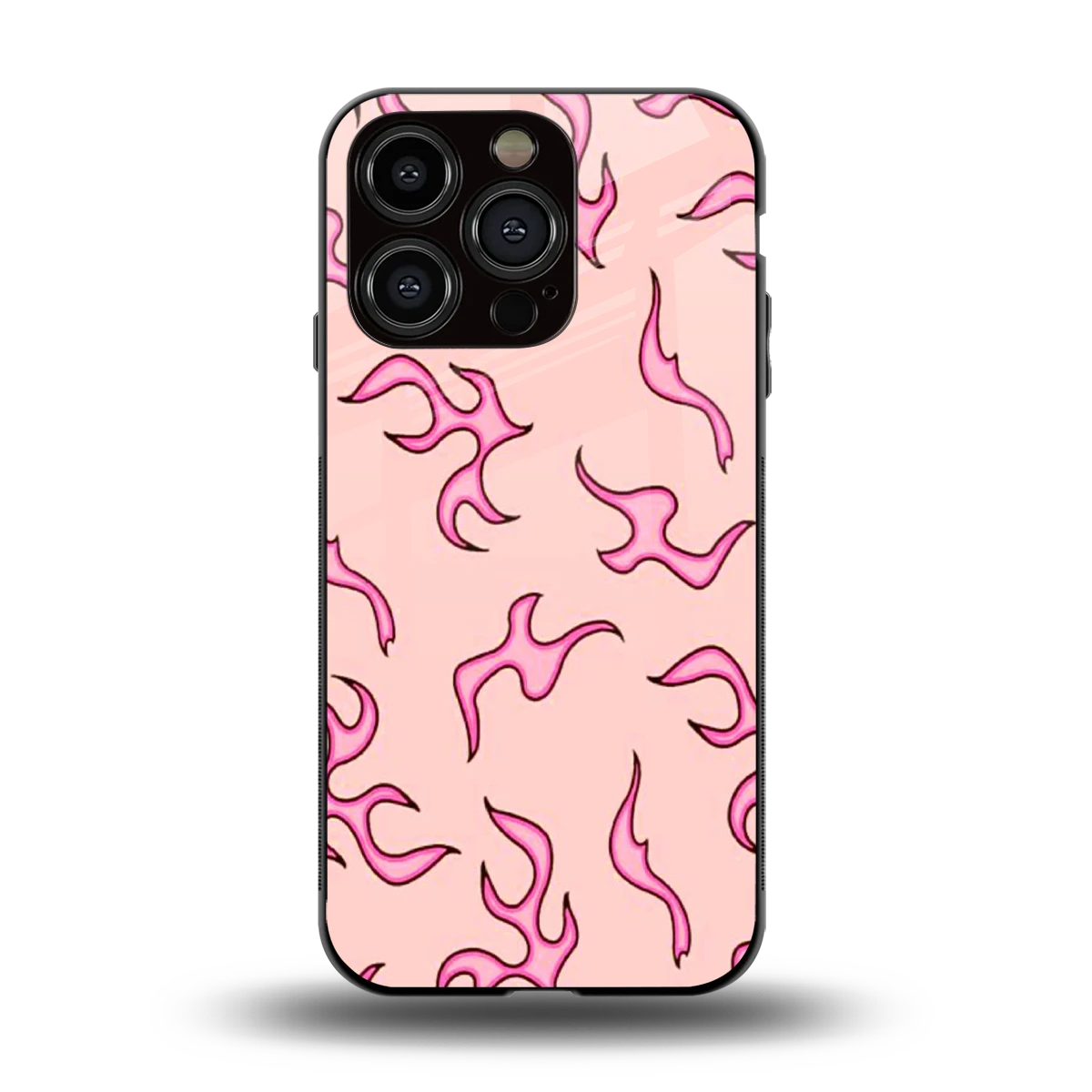 Lil Flames Pink back phone cover | glass case for iphone 15 pro