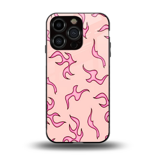 Lil Flames Pink back phone cover | glass case for iphone 15 pro