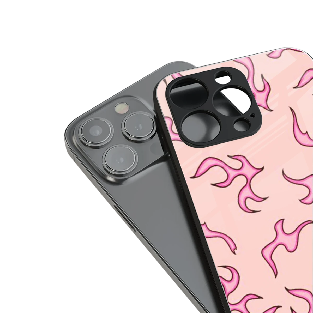 Lil Flames Pink stylish phone case for iphone 15 pro max | glossy glass and slim fit