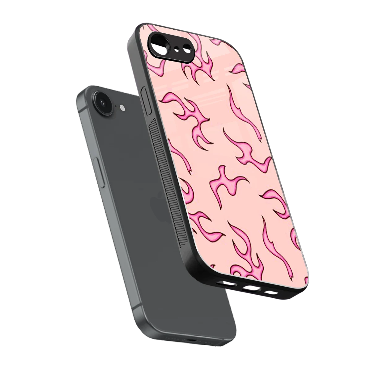 Lil Flames Pink sleek iphone 17e cover with tempered glass back and TPU edges