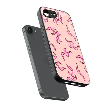 Lil Flames Pink sleek iphone 17e cover with tempered glass back and TPU edges