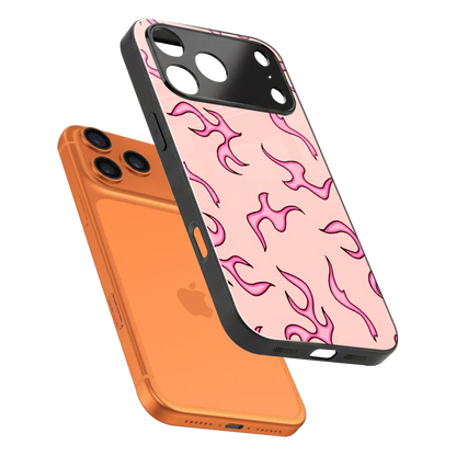 Lil Flames Pink sleek iphone 17 pro cover with tempered glass back and TPU edges