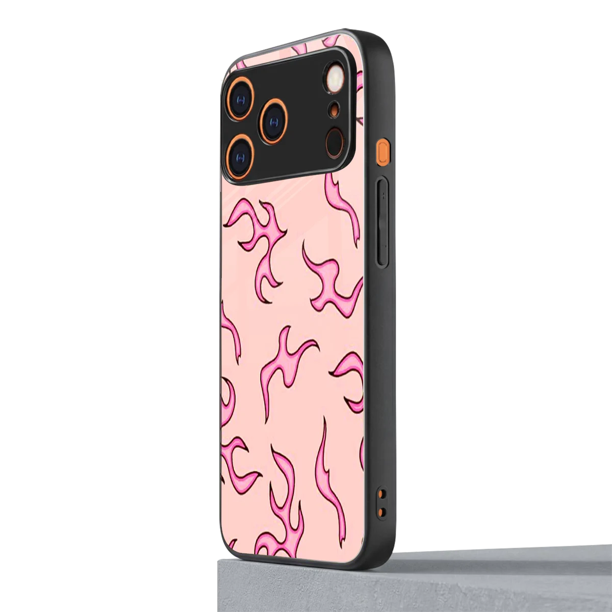 Lil Flames Pink iphone 17 pro mobile cover | shockproof glass phone case