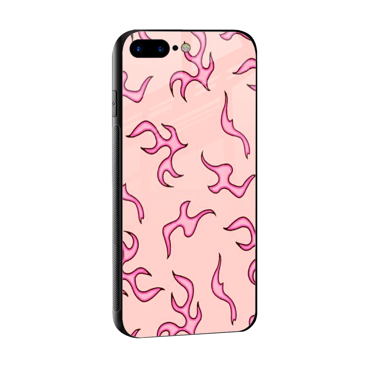 Lil Flames Pink sleek iphone 8 plus cover with tempered glass back and TPU edges