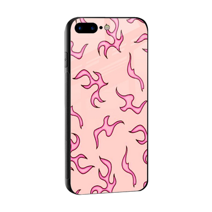Lil Flames Pink sleek iphone 8 plus cover with tempered glass back and TPU edges