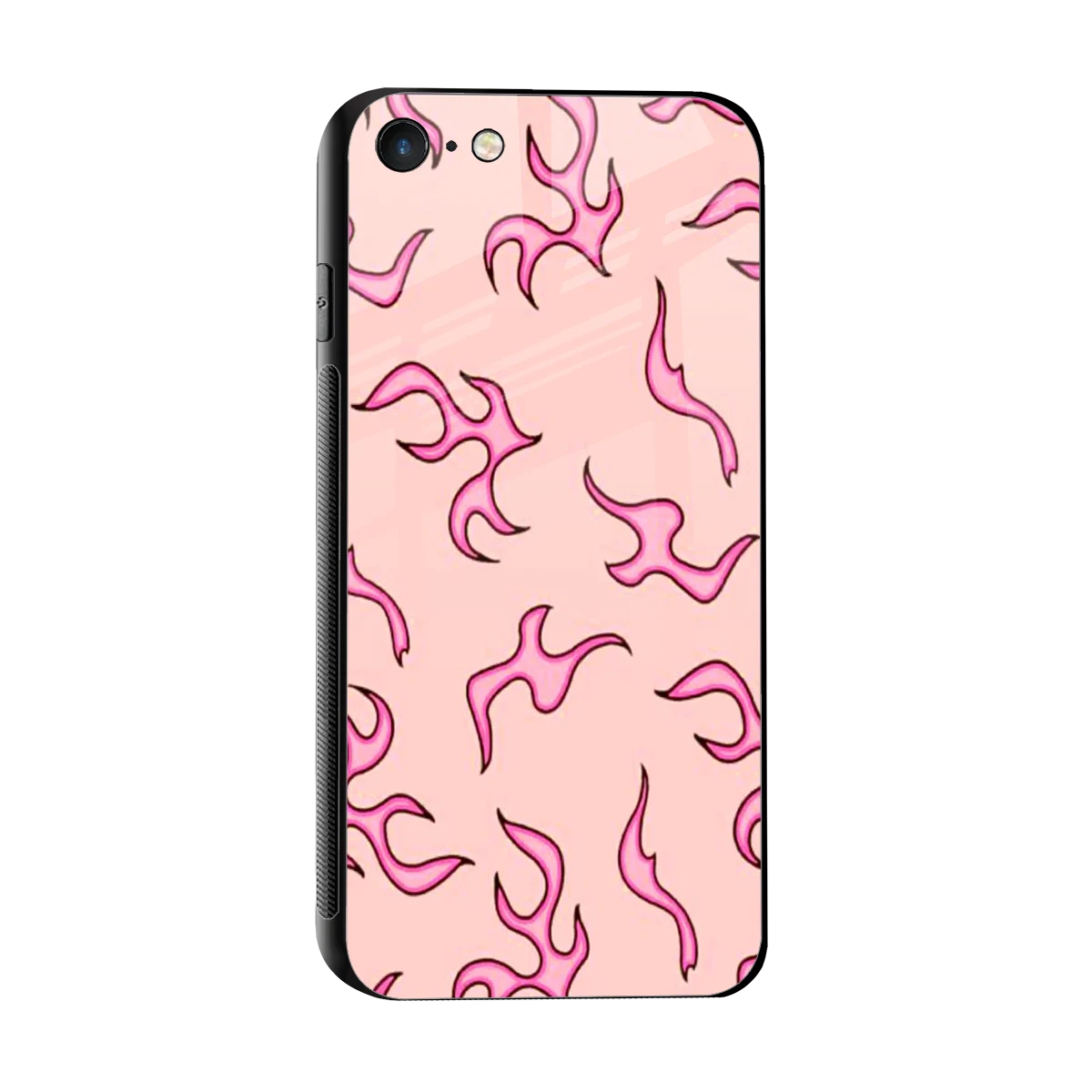 Lil Flames Pink sleek iphone 7 cover with tempered glass back and TPU edges