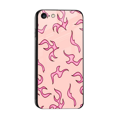 Lil Flames Pink sleek iphone 7 cover with tempered glass back and TPU edges