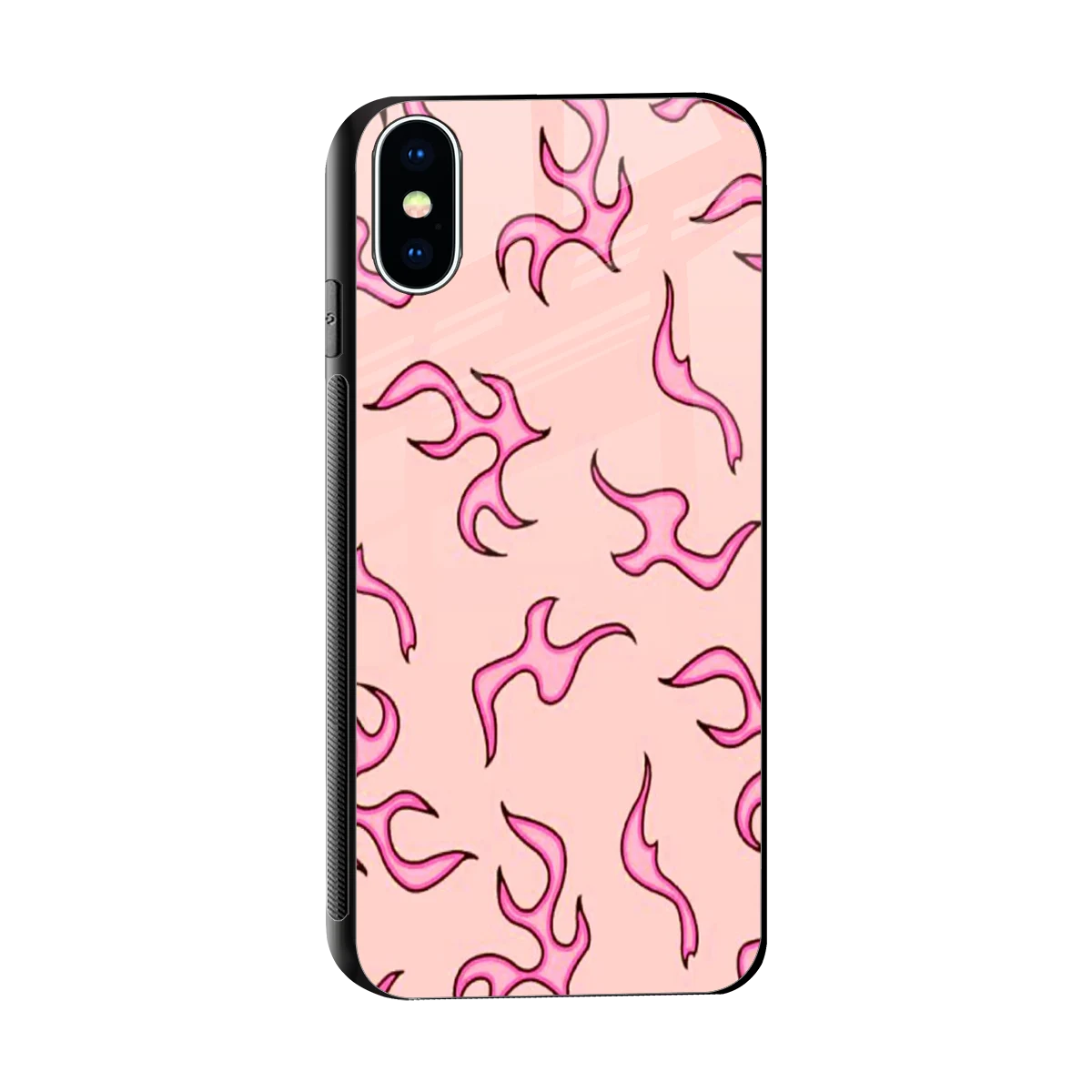 Lil Flames Pink sleek iphone xs cover with tempered glass back and TPU edges