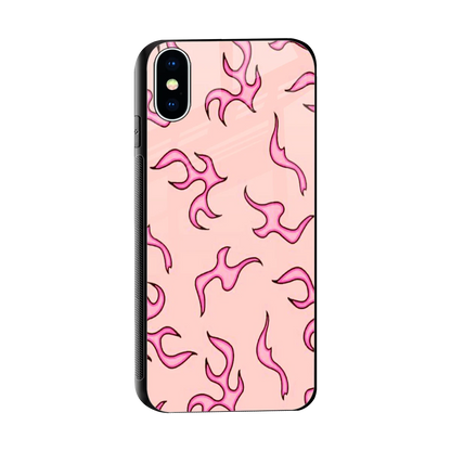 Lil Flames Pink sleek iphone xs cover with tempered glass back and TPU edges