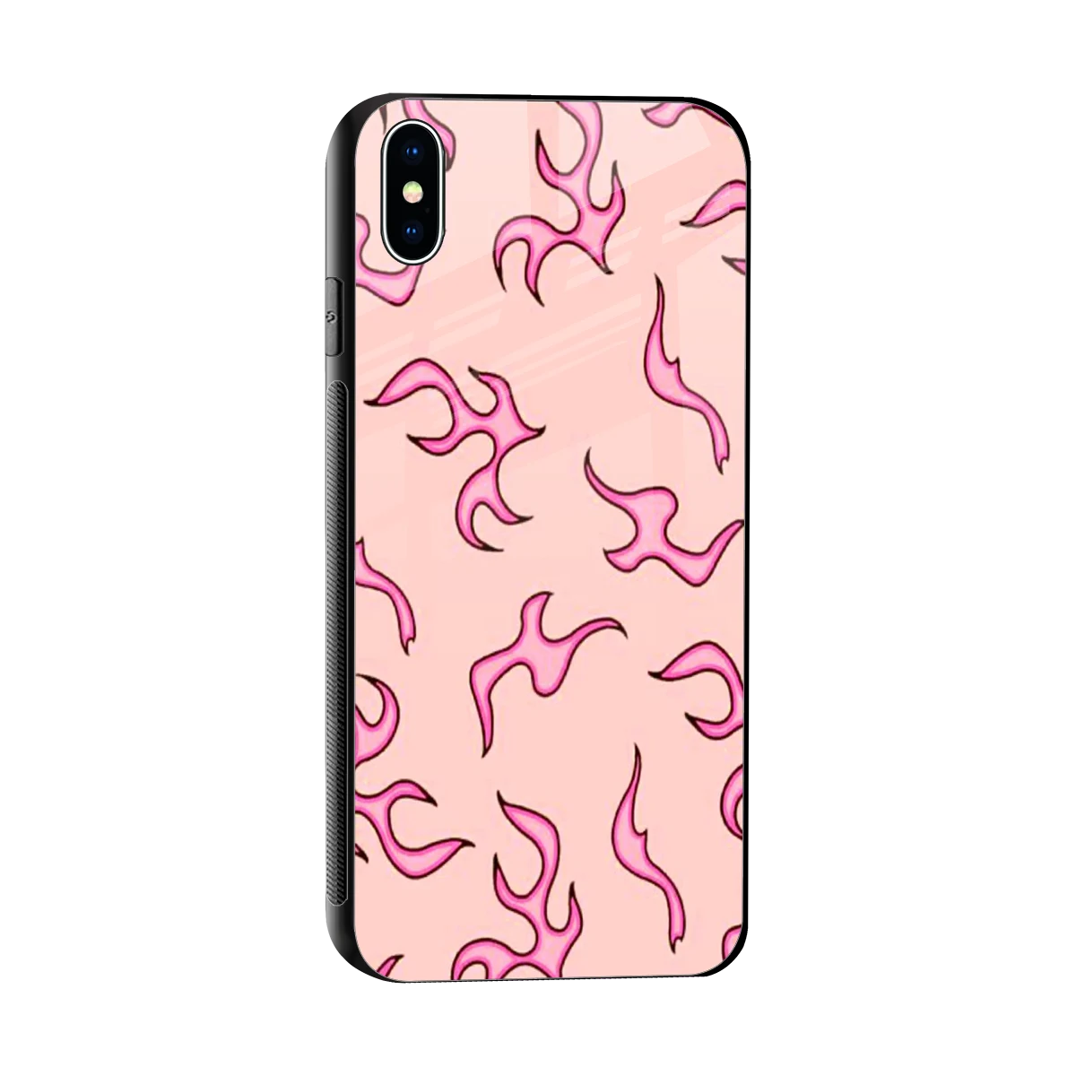 Lil Flames Pink sleek iphone xs max cover with tempered glass back and TPU edges