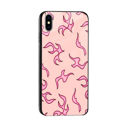 Lil Flames Pink sleek iphone xs max cover with tempered glass back and TPU edges