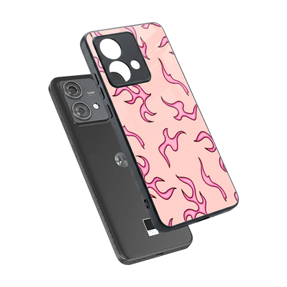 Lil Flames Pink sleek motorola edge 40 neo 5g cover with tempered glass back and TPU edges