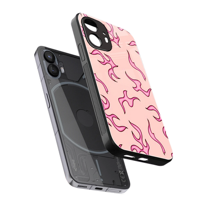 Lil Flames Pink sleek nothing phone 2 cover with tempered glass back and TPU edges