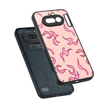 Lil Flames Pink sleek nothing phone 4a cover with tempered glass back and TPU edges