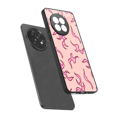 Lil Flames Pink sleek oneplus 13r cover with tempered glass back and TPU edges