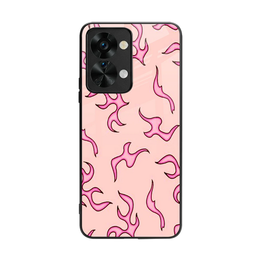 Lil Flames Pink back phone cover | glass case for oneplus nord 2t