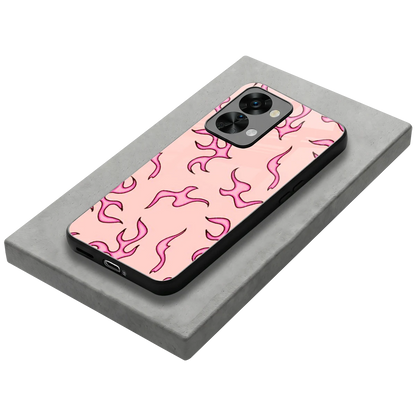 Lil Flames Pink stylish phone case for oneplus nord 2t | glossy glass and slim fit