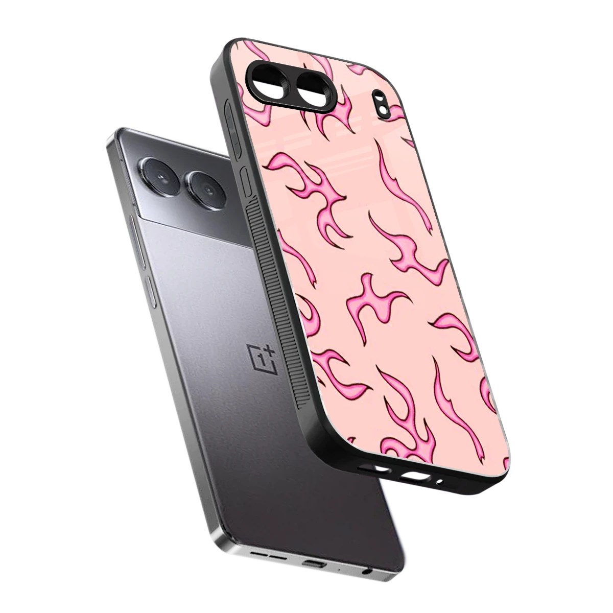 Lil Flames Pink sleek oneplus nord 4 cover with tempered glass back and TPU edges