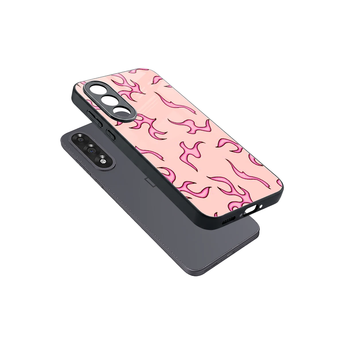 Lil Flames Pink sleek oneplus nord 5 cover with tempered glass back and TPU edges