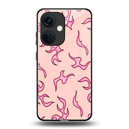 Lil Flames Pink back phone cover | glass case for oneplus nord ce 3