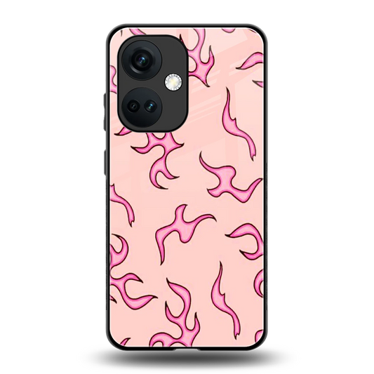Lil Flames Pink back phone cover | glass case for oneplus nord ce 3