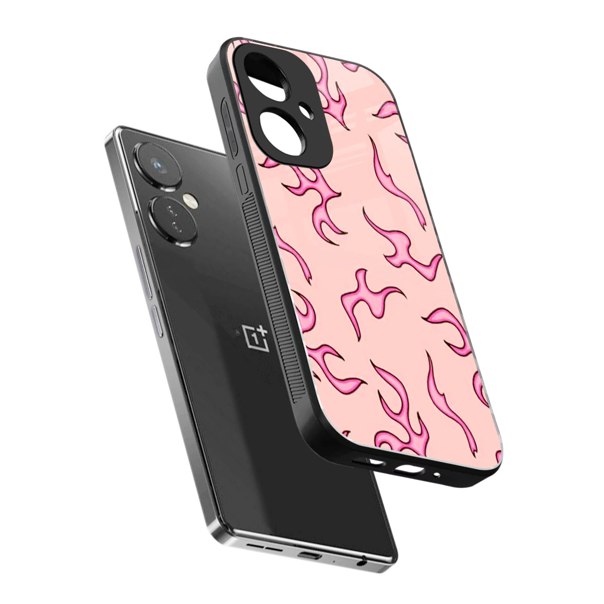 Lil Flames Pink sleek oneplus nord ce 3 cover with tempered glass back and TPU edges