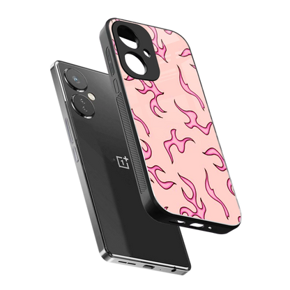 Lil Flames Pink sleek oneplus nord ce 3 cover with tempered glass back and TPU edges