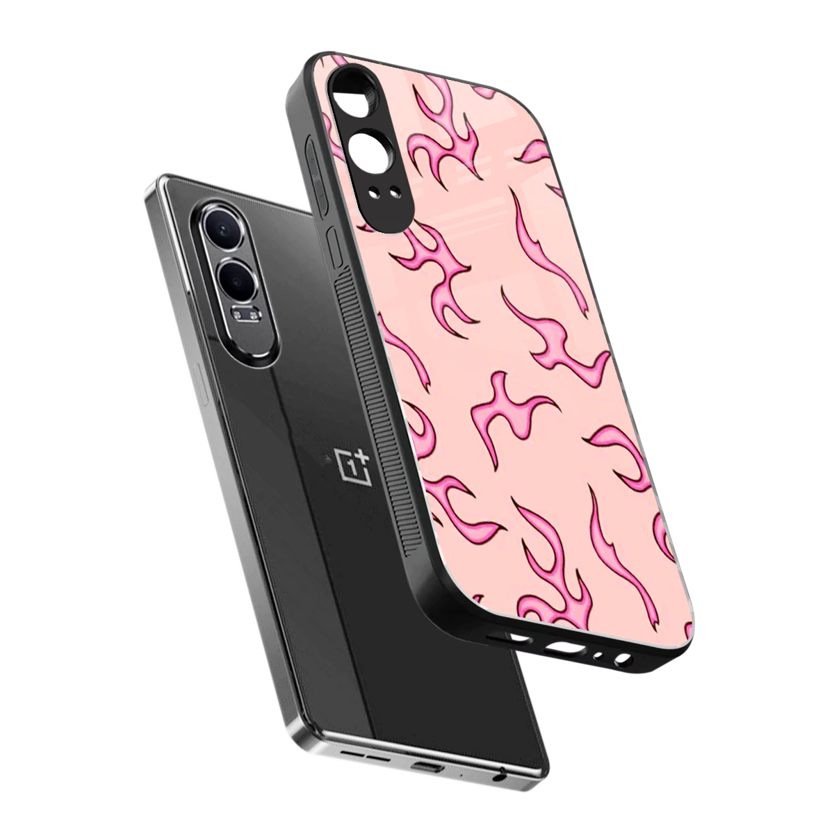 Lil Flames Pink sleek oneplus nord ce 4 lite cover with tempered glass back and TPU edges