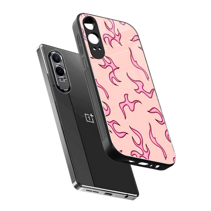 Lil Flames Pink sleek oneplus nord ce 4 lite cover with tempered glass back and TPU edges