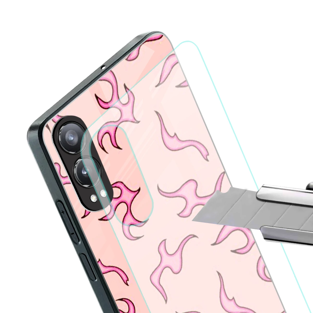 Lil Flames Pink stylish phone case for oneplus nord ce 4 lite | glossy glass and slim fit
