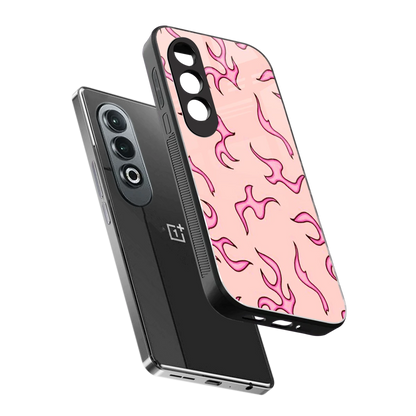 Lil Flames Pink sleek oneplus nord ce 4 cover with tempered glass back and TPU edges