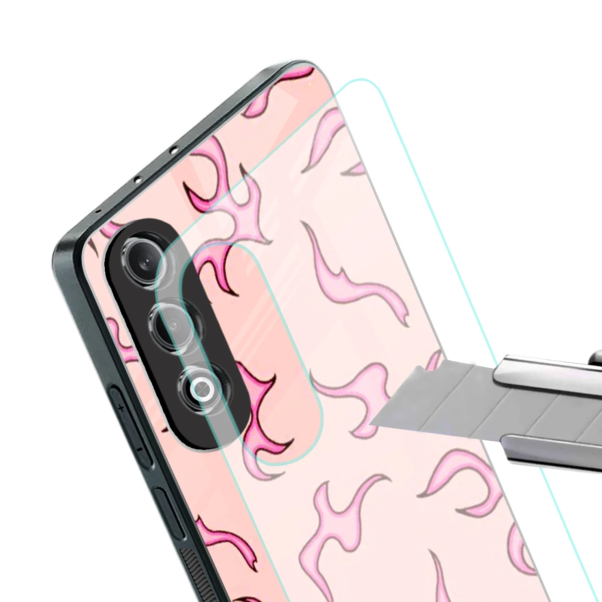 Lil Flames Pink stylish phone case for oneplus nord ce 4 | glossy glass and slim fit