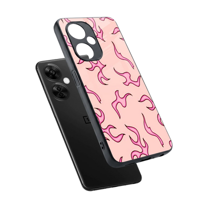 Lil Flames Pink sleek oneplus nord ce 3 lite cover with tempered glass back and TPU edges