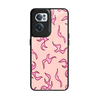 Lil Flames Pink back phone cover | glass case for oneplus nord ce 2