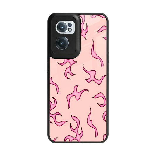 Lil Flames Pink back phone cover | glass case for oneplus nord ce 2