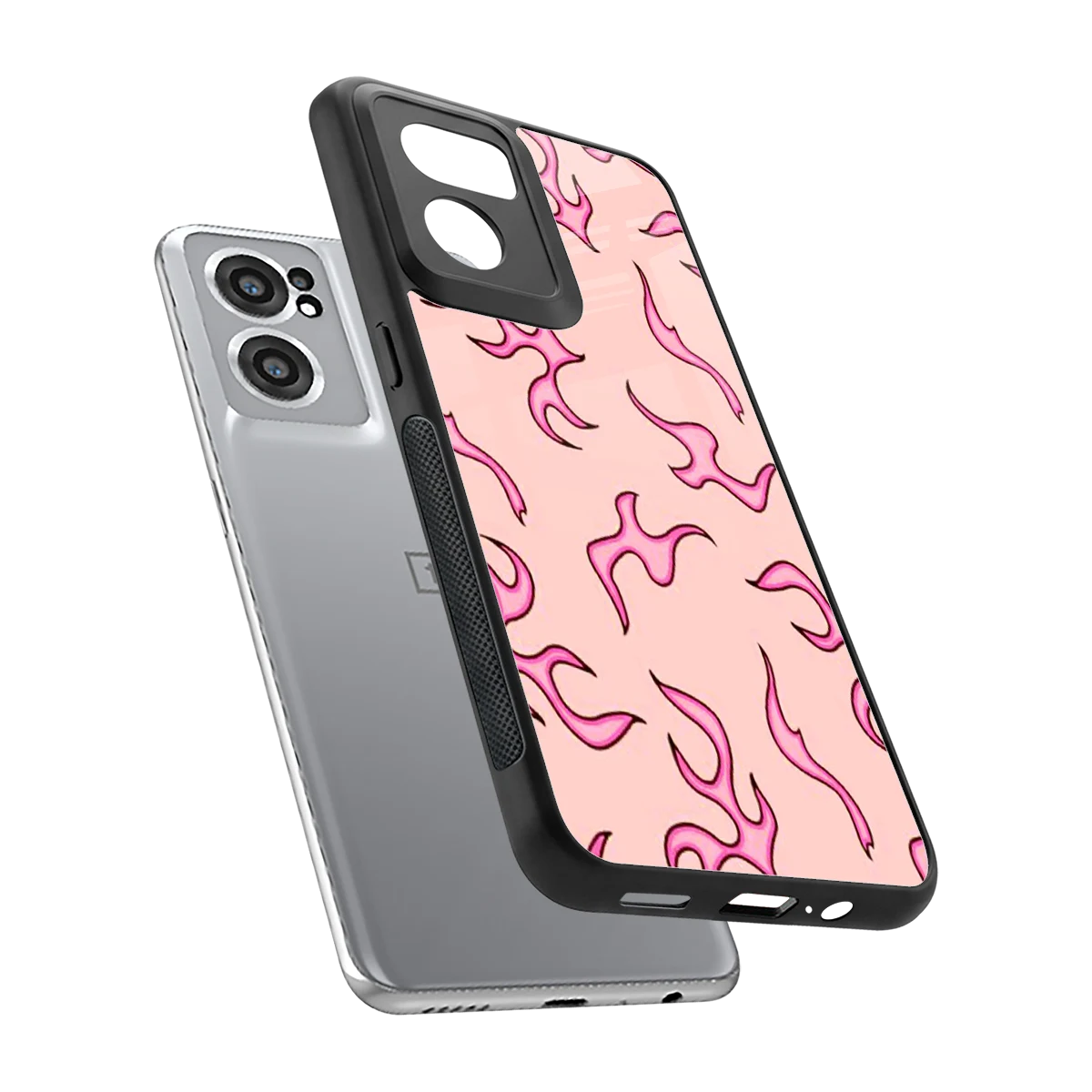 Lil Flames Pink sleek oneplus nord ce 2 cover with tempered glass back and TPU edges